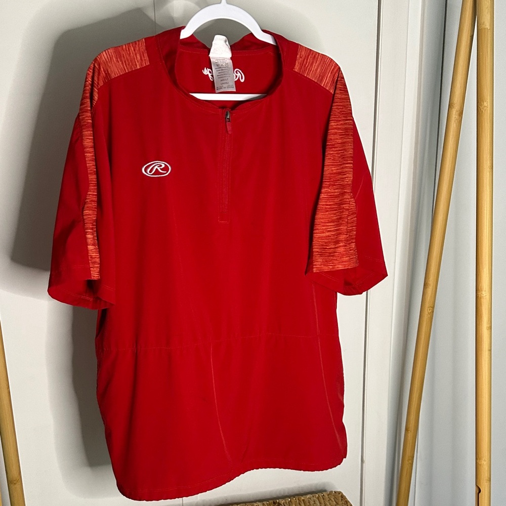 Rawlings ‎ Red Quarter-Zip Jersey size large